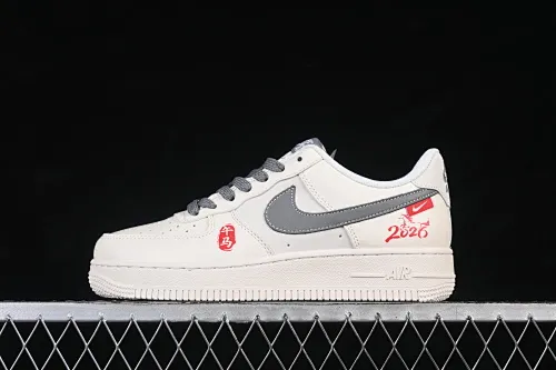 All categories Nk Air Force 1 Air Force series Nk Air Force 1 Low Air Force low-top Nike Air Force 1'07 Low Year of the Horse limited edition Wu Ma rice gray red Air Force 1 low-top casual sneakers MZ9588-822